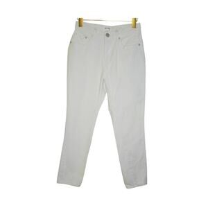 Superdown White Cropped Mom Jeans Straight Leg Distressed Cuffs Size 26 Coastal